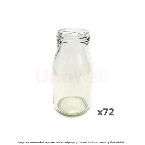 Klassischer Mini Glas 72 Stück Milchflaschen - fetzigen, retro design - ideal für Hochzeiten, BBQ, Parties. 200 ml