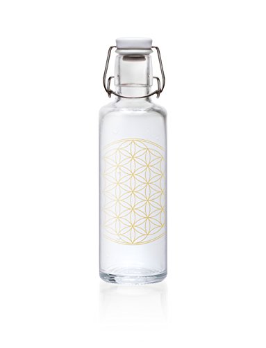 soulbottle 0,6l "Flower of Life" • Trinkflasche aus Glas, 100% plastikfrei