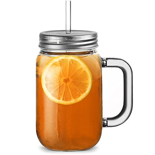 Plastic Mason Jar Trinken Gläser 20 Unzen / 568ml - Packung mit 4 - bar@drinkstuff BPA frei SAN Kunststoff-TrinkgläserJars mit Deckel & Straw
