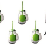 6er Set Glasbecher mit Deckel und Trinkhalm - grün kariert - 0,5 Liter Trinkbecher / Trinkglas NEU BESCHRIFTBAR- für Säfte, Smoothies und andere Erfrischungsgetränke