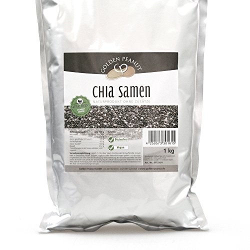 Golden Peanut Premium Chia Samen (Salvia hispanica) 1 kg Beutel ohne Zusätze, in Deutschland auf Pestizide geprüft