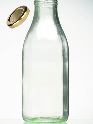 Milchflasche 1 Liter mit Deckel gold von Conny Clever®