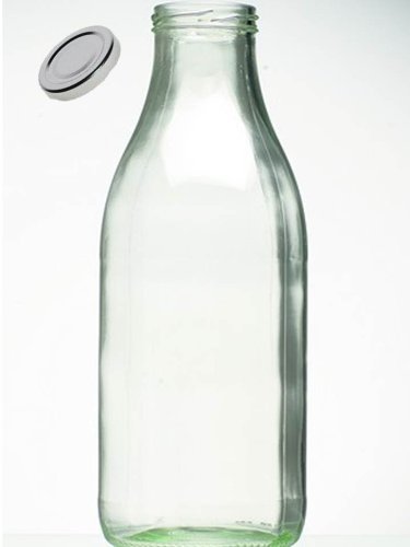 Milchflasche 1 Liter mit Deckel silber von Conny Clever®