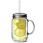 Packung mit 4 Double Wall Plastic Mason Jar Trinken Gläser 16 Unzen / 470ml von bar@drinkstuff | SAN Kunststoff-TrinkgläserJars mit Deckel & Straw