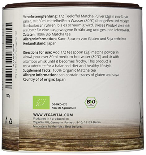 VegaVital Original Matcha Tee aus Japan, 100 Prozent Bio, 1er Pack (1 x 100 g)
