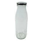 Viva-Haushaltswaren - 12 leere Weithals-Glasflaschen 0,5L. / Milchflaschen / Saftflaschen mit silberfarbenen Schraubverschluss inkl. einem Einfülltrichter Ø 12 cm