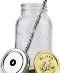 1 Liter DELUXE Eco Maurer-Gläser Kilner Edelstahl Straw EXTRA LID BLANK Ganze grünem Saft Smoothie Obst Wasser Detox Raw Diäten readyto Go ... (4 lid)