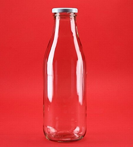 6 Glasflaschen Milchflaschen aus Glas in den Größen 200ml/250ml/500ml/1000ml mit Schraubverschluss von slkfactory