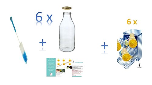 6 leere Weithals-Glasflaschen 1,0 l / Saftflaschen