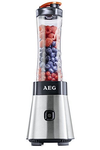 AEG PerfectMix SB2400 Mix & Go Mini Mixer mit 0,4 PS-Power-Motor (bis zu 23.000 U/min, 4 Edelstahlmesser, bruchfeste 0,6 l BPA-freie Tritan-Trinkflasche)