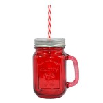 Glass Maurer-Gläser - Mason Trinken Gläser mit Stroh 14oz / 400ml Country Style (1, Rot)