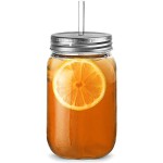 Plastic Mason Jar Trinken Trinkgläser 20 Unzen / 568ml - Packung mit 4 | bar @ Drink SAN Kunststoff-TrinkgläserJars mit Deckel & Straw, Jam Jar Brille