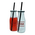 Viva-Haushaltswaren - 4 Trink- / Smoothies-Glasflaschen ca. 300 ml mit Strohhalm