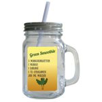 Retro Trinkglas mit Deckel und Strohhalm GREEN SMOOTHIE * MANGOLD * Rezept