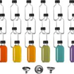 Smith's Mason Jars Set aus 12 Mini Glasflaschen Mit 2 Unzen und Ausgießtrichter Runde Boston-Probenflaschen Mit transparenter Abgabe | Ideal für ätherische Öle, Ingwer-Shots, Whisky & Mehr