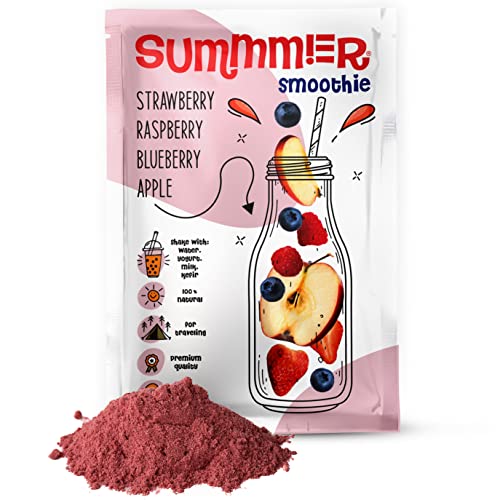 Sommerfrucht Smoothie Mix Pakete (Erdbeere, Himbeere, Blaubeere, Apfel) - Natürliches Smoothie Pulver - Leckeres Home Smoothie Kit - 100% natürliche Früchte