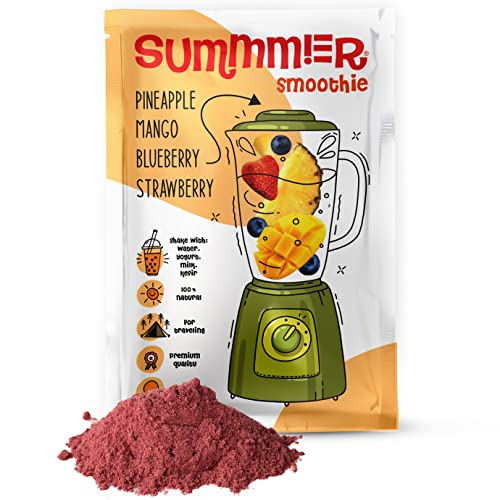 Sommerfrucht Smoothie Mix Pakete Ananas, Mango, Blaubeere, Erdbeere - Natürliches Smoothie Pulver - Leckeres Home Smoothie Kit - 100% natürliche Früchte
